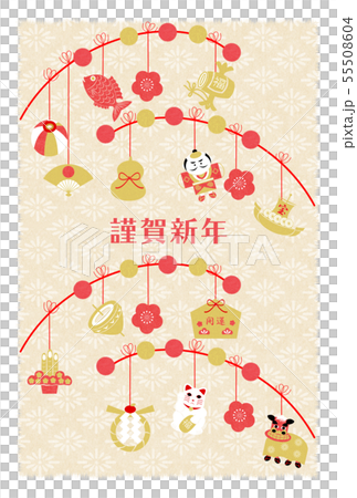 年賀紅白金餅花 55508604