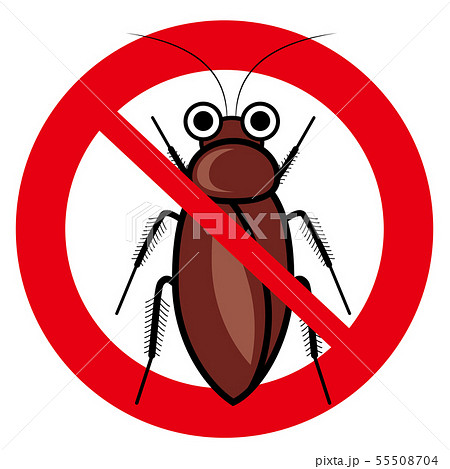 擬人化した昆虫のイラスト 害虫 禁止マーク アイコン ゴキブリのイラスト キャラクターのイラスト素材