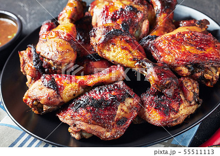 hot Grilled Jamaican Jerk Chicken, top view 55511113