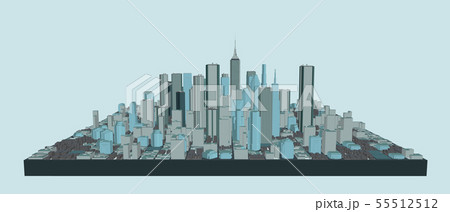 3D model of city. Vector illustration. Front view 3D model of city. Vector illustration. Front view 55512512