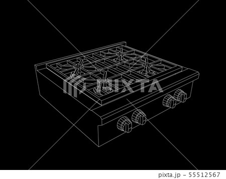 Gas stove. Isolated on black background. Vector 55512567