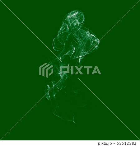 White smoke. Isolated on green background. 55512582
