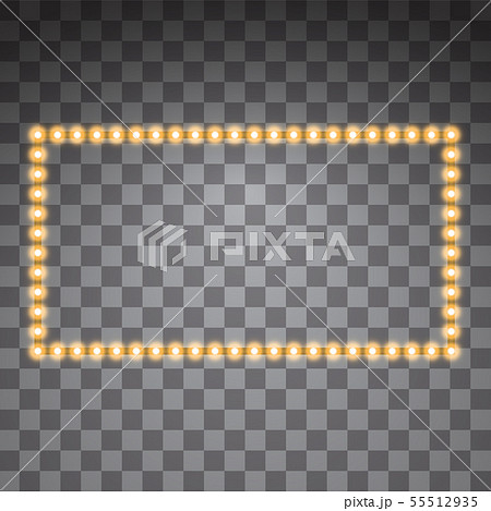 Shining golden led vector rectangle frames, neon illumination on transparent background. Glowing 55512935