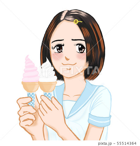 JK由奈ちゃんの日常05 ソフト食べる？言葉なし　ヒマワリのヘアピン　イチゴ 55514364