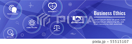 Business Ethics Web Banner Icon Set with Honesty, 55515107