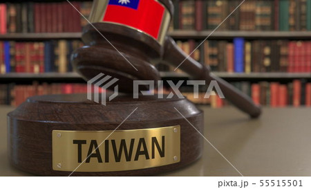 Flag of Taiwan on falling judges gavel in court. National justice or jurisdiction related conceptual Flag of Taiwan on falling judges gavel in court. National justice or jurisdiction related conceptual 55515501