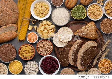 Selection of gluten free products on wooden background 55516971
