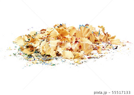 Shavings from multicolored pencils on white Shavings from multicolored pencils on white 55517133