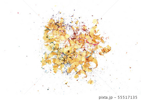 Shavings from multicolored pencils on white 55517135