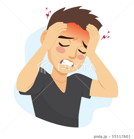 Young man suffering migraine headache pain Young man suffering migraine headache pain 55517601