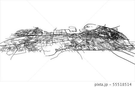 Outline city concept. Wire-frame style Outline city concept. Wire-frame style 55518514