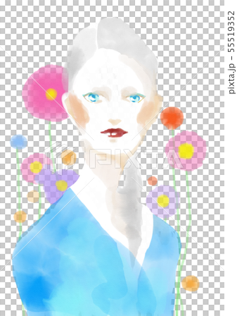 Woman in blue costume (watercolor style) 55519352