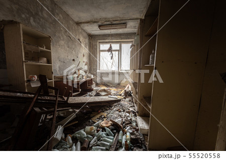 Abandoned and messy room in post office Abandoned and messy room in post office 55520558