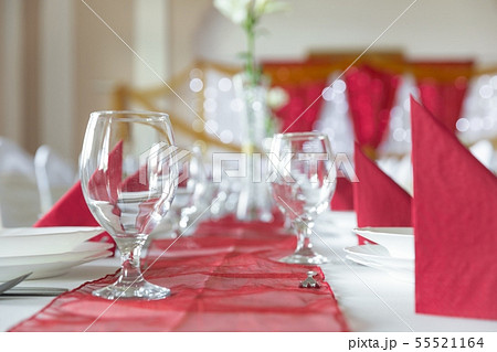 Large dining hall with tables set up 55521164