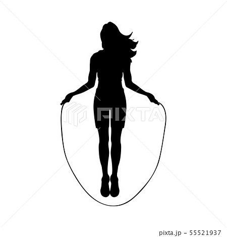Silhouette Girl Workout Exercise Jump Rope Stock Illustration
