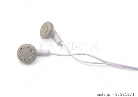 white earphones isolated on white background with white earphones isolated on white background with 55521971