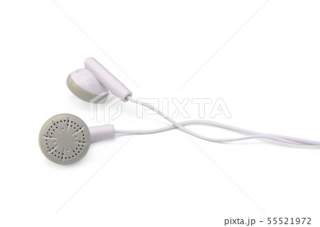 white earphones isolated on white background with white earphones isolated on white background with 55521972