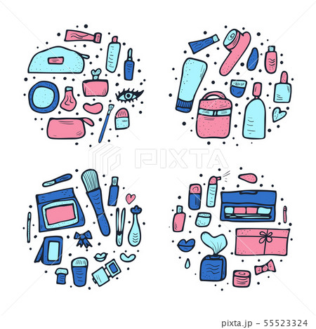 Set of cosmetic items. Collection of beauty tools. 55523324