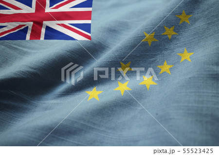 Closeup of Ruffled Tuvalu Flag 55523425