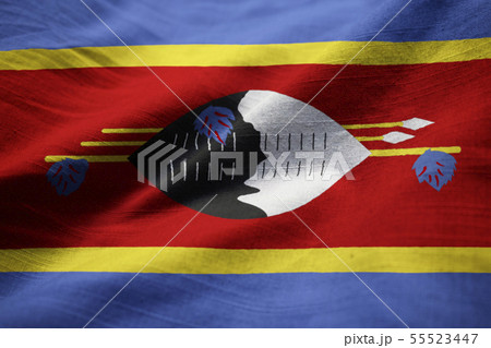 Closeup of Ruffled Swaziland Flag Closeup of Ruffled Swaziland Flag 55523447