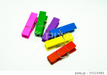 Many colorful Clothespin on a white background 55523983