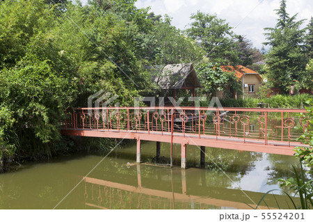 Footbridge in park restaurant "Lake Divnoe" 55524201