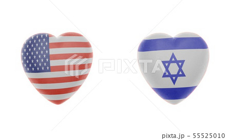 American and Israel Flags Heart. Partnership 55525010