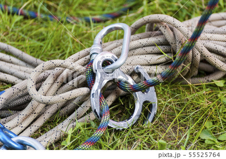 Climbing sports image of a carabiner on a rope 55525764
