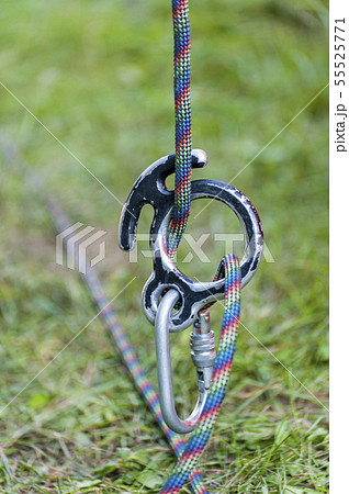 Climbing sports image of a carabiner on a rope 55525771