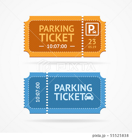 Color Whole Parking Ticket Icon Set. Vector 55525838