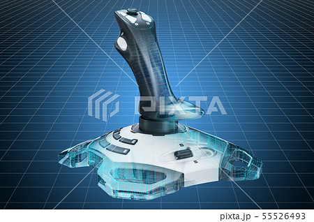 Visualization 3d cad model of joystick, blueprint. 55526493