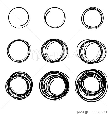 Hand drawn scribble circles set. Doodle circular Hand drawn scribble circles set. Doodle circular 55526531