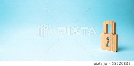 A padlock on a blue background. information safty. 55526832
