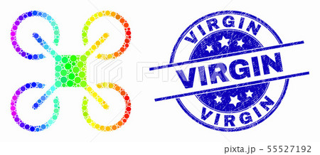 Vector Spectrum Dot Quadcopter Icon and Grunge Virgin Stamp Seal Vector Spectrum Dot Quadcopter Icon and Grunge Virgin Stamp Seal 55527192