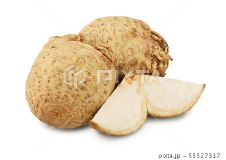 Fresh celery root isolated on white background Fresh celery root isolated on white background 55527317