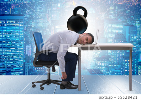 Employee with burden of work 55528421