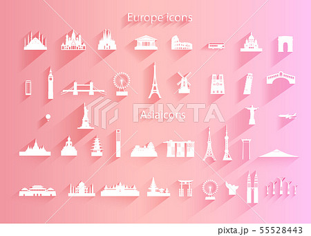 Travel Icon set of world architecture symbol with 55528443