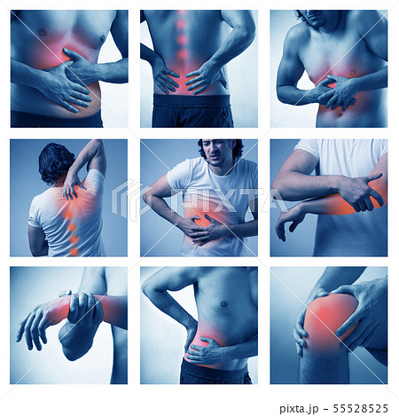 Collage of man suffering from acute pain Collage of man suffering from acute pain 55528525