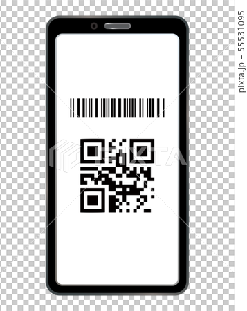 Qrコード決済するスマートフォンの画面のイラスト素材