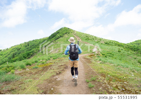 登山をする男性の後姿　 55531995