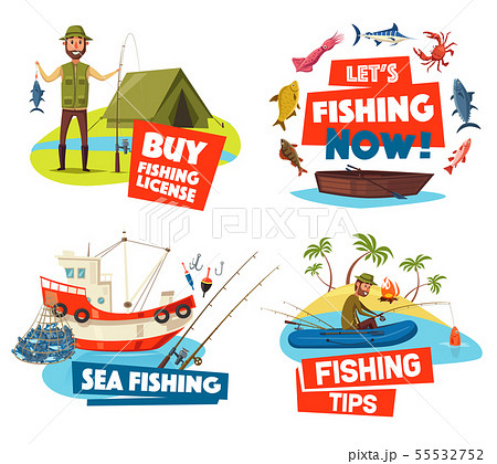Fishing boat, net and fisherman, ship, fish, rod Fishing boat, net and fisherman, ship, fish, rod 55532752