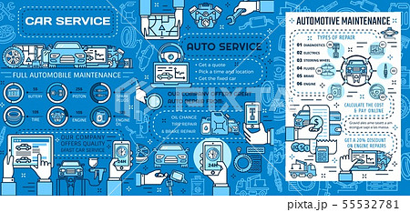 Auto repair service, car wheel tires, motor oil 55532781