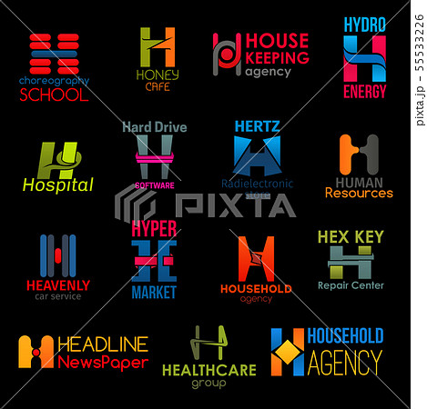 H letter icons, clinic business corporate identity 55533226