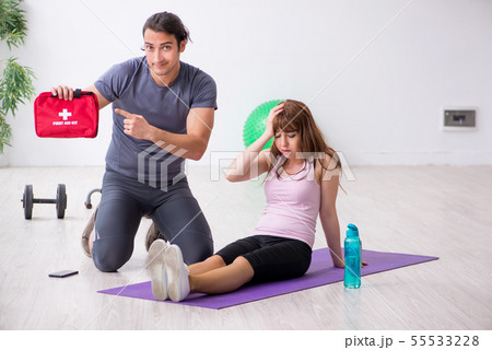 Young woman feeling bad during training in first aid concept 55533228
