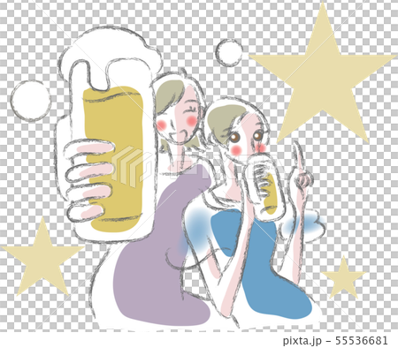 ビールで盛り上がる女性 55536681