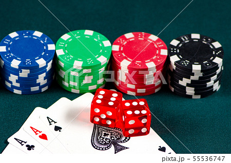 Chips and cards on casino table Chips and cards on casino table 55536747