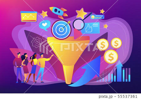 Marketing funnel concept vector illustration. Marketing funnel concept vector illustration. 55537361