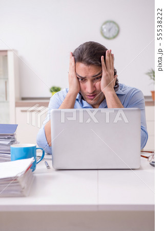 Young male employee working at home Young male employee working at home 55538222