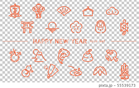 新年例證，象集合：新年的卡片 55539173