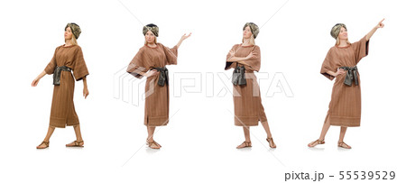 Woman wearing medieval arab clothing on white Woman wearing medieval arab clothing on white 55539529